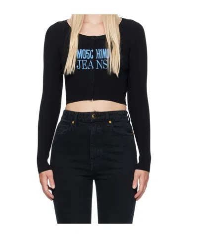 Moschino Rib Cardigan In Black