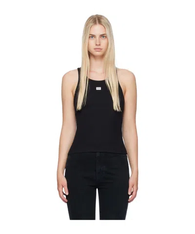 Moschino Rib Knitted Round-neck Vest In Black