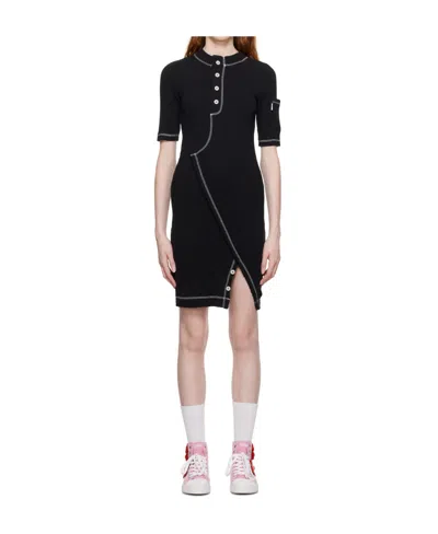 Moschino Rib Knitted Stretch Dress In Black