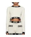 Moschino Rib Round Neck Sweater In White