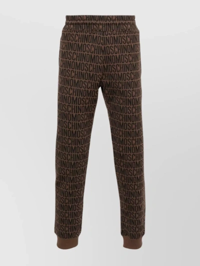Moschino Ribbed Ankle Tapered Leg Pants In Brown
