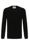 Moschino Ribbed Black Wool Knitwear With Decorative Button Accents In Black
