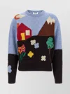 Moschino Shetland Wool Sweater With Landscape Intarsia In Multi