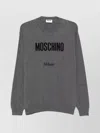 Moschino Ribbed Crewneck Sweater With Cuffs And Hem In Gray