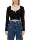 Moschino Ribbed Crop Top In Black
