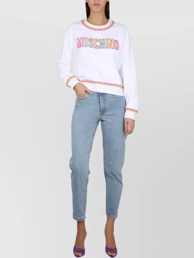 Moschino Ribbed Cuffs Cropped Crewneck Sweatshirt