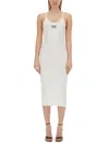 Moschino Logo Logo Thin Shoulder Strap Dress In White