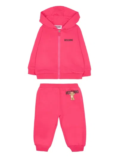 Moschino Babies' Ribbed-edges Tracksuit In Pink