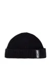 Moschino Ribbed-knit Beanie In Black