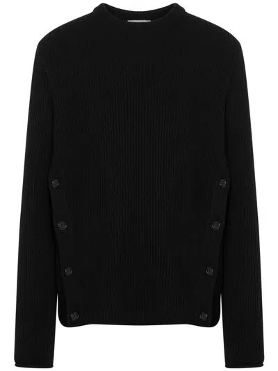Moschino Ribbed-knit Virgin-wool Jumper In Black