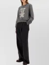Moschino Ribbed Knitwear With Crew Neck And Graphic Print In Black