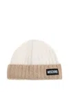 Moschino Ribbed Logo-patch Beanie In White