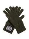 Moschino Ribbed Logo-patch Gloves In Green