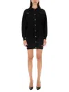 Moschino Ribbed Mini Dress With Button-down Front In Black