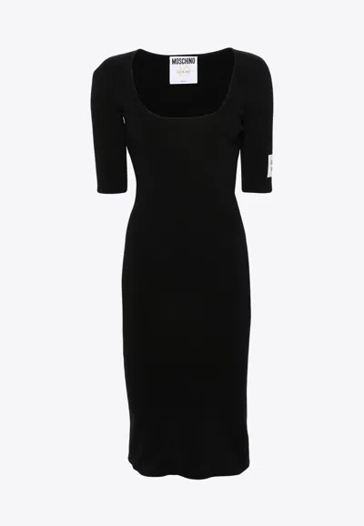 Moschino Ribbed Square Neck Midi Dress