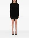 Moschino Ribbed Tie Kmini Dress In Black