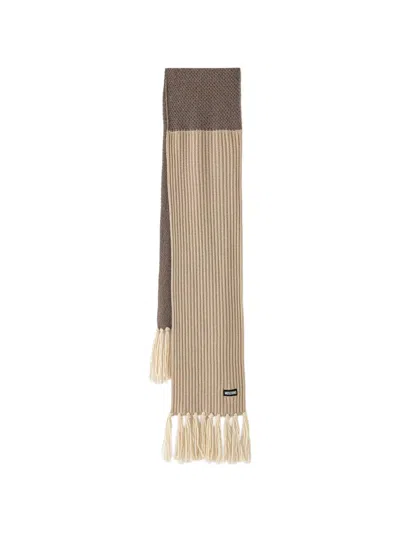Moschino Ribbed-knit Fringed Scarf In Multi
