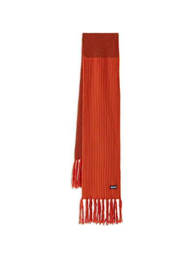 Moschino Ribbed-knit Fringed Scarf In Neutral