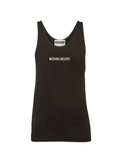 Pre-owned Moschino Ribbed-knit Tank Top In Black