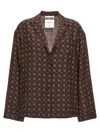 Moschino Richly Patterned Silk Shirt With Button Closure In Brown