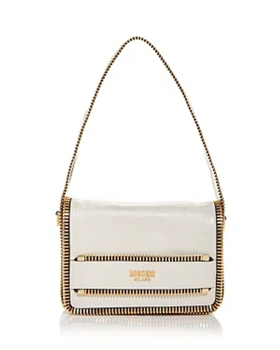 Moschino Rider Leather Shoulder Bag In White Multi
