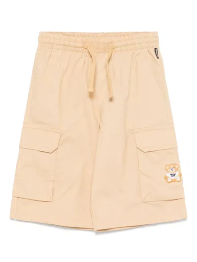 Moschino Kids' Ripstop Cargo Shorts In Neutrals