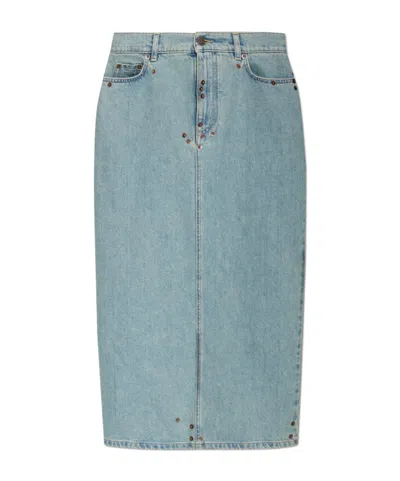Moschino Light Blue Rivets Denim Skirt