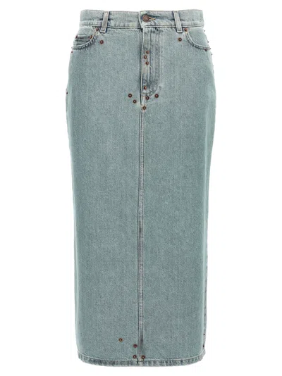 Moschino Rivet-embellished Denim Skirt In Blue