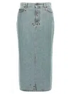 Moschino Rivets Denim Skirt With All-over Metal Details In Blue