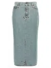 Moschino Rivets Denim Skirt With All-over Metal Details In Blue