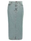 Moschino Women Rivets Denim Skirt In Light Blue
