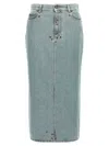Moschino Rivets Denim Skirt With All-over Metal Details In Blue