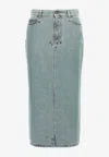 Moschino Women Rivets Denim Skirt In Blue