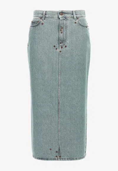 MOSCHINO RIVETS MIDI DENIM SKIRT