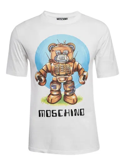 Pre-owned Moschino Robot Bear T-shirt In White
