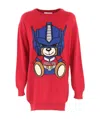 Moschino Robot Pattern Sweater Dress In Red
