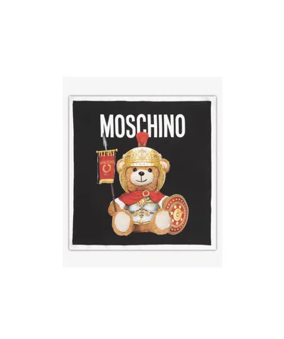 Moschino Roman Bear Printed Scarf In Black
