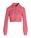 Moschino Roman Stud Cropped Tweed Jacket In Pink