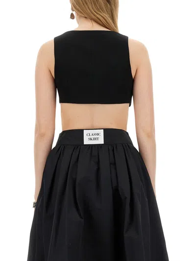Moschino Rose-embroidered Acetate-viscose Tank Top In Black