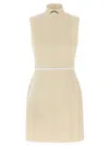 Moschino Structured Sleeveless Dress Belted At Waist In Multi