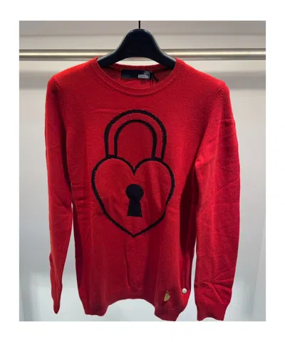 Moschino Round-collar And Long-sleeved Sweater In Red