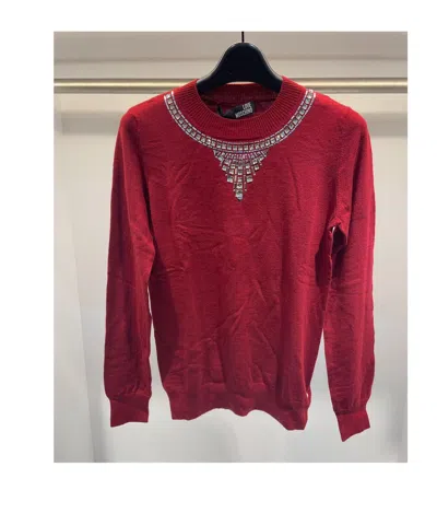 Moschino Round-collar And Long-sleeved Sweater In Red