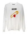 Moschino Round-collar And Long-sleeved Sweater In White