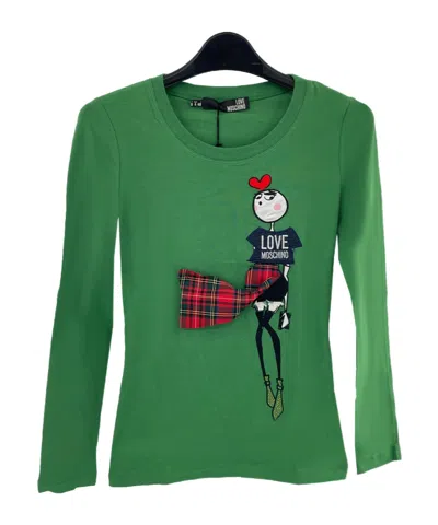Moschino Round Collar And Long-sleeved T-shirt In Green