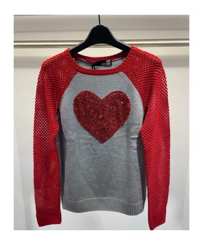 Moschino Round Collar Color-matching Sweater In Red