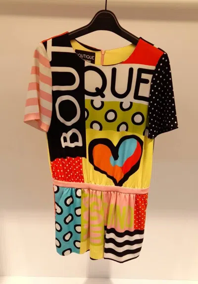 Moschino Round Collar Contrasting Dress In Multicolor