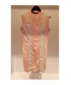 Moschino Round Collar Contrasting Dress In Nude
