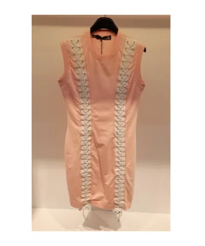 Moschino Round Collar Contrasting Dress In Nude