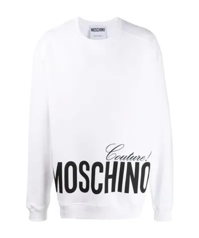 Moschino Round Collar Logo Sports Jumper In White