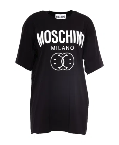 Moschino Round Collar Logo T-shirt In Black